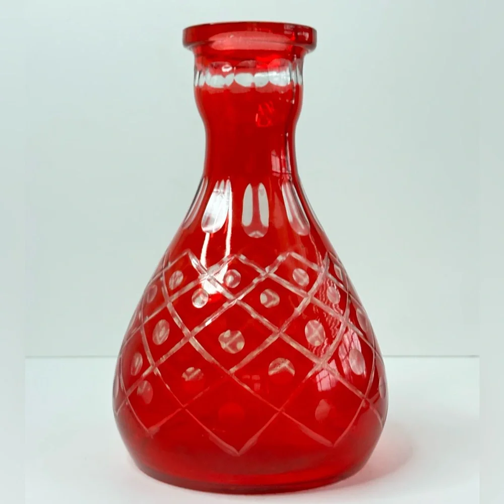 Vintage Red Cut to Clear Decanter Ruby
Base Bohemian Glass Art Vase - Picture 1 of 9